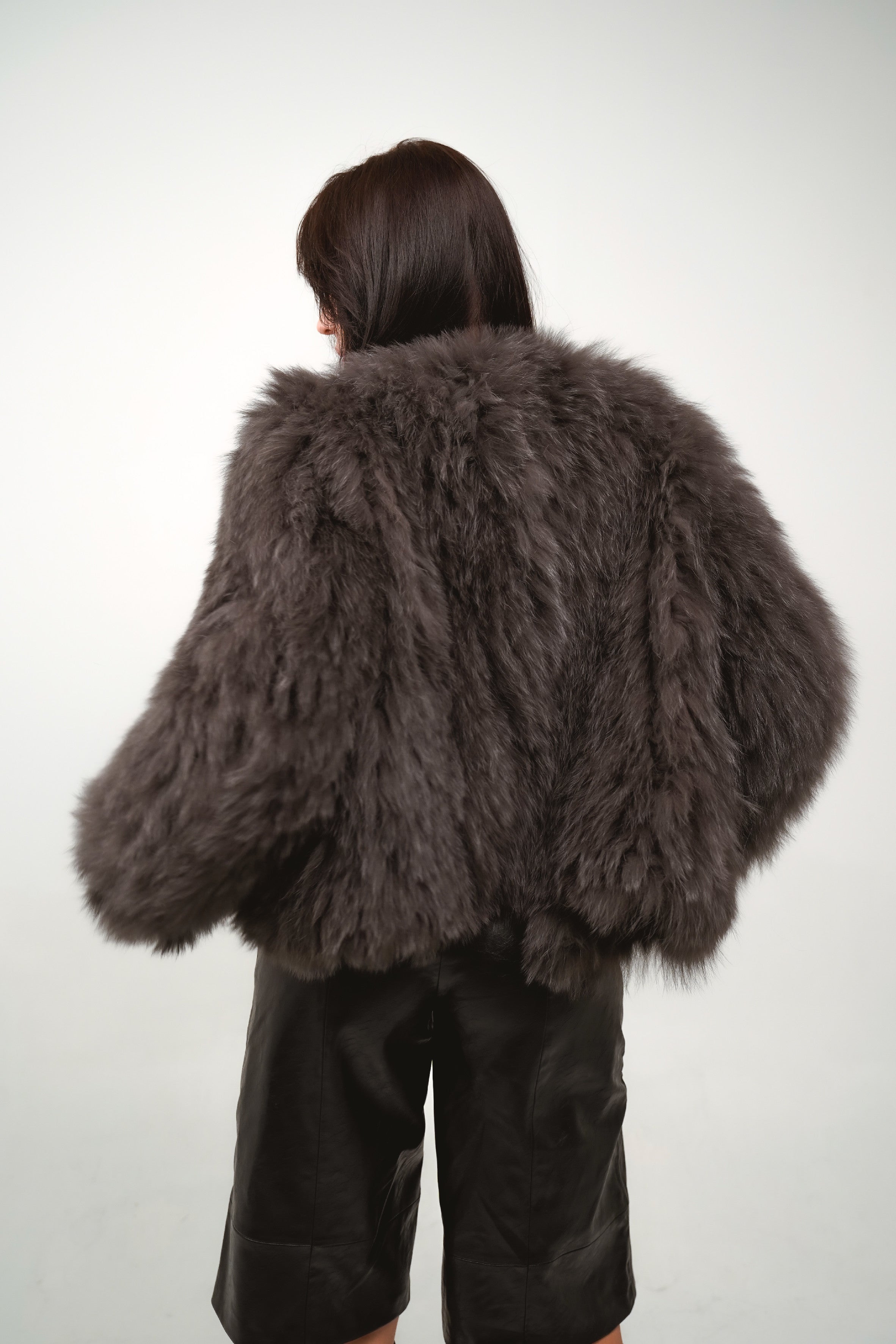Knitted Fox Jacket - DARK GREY