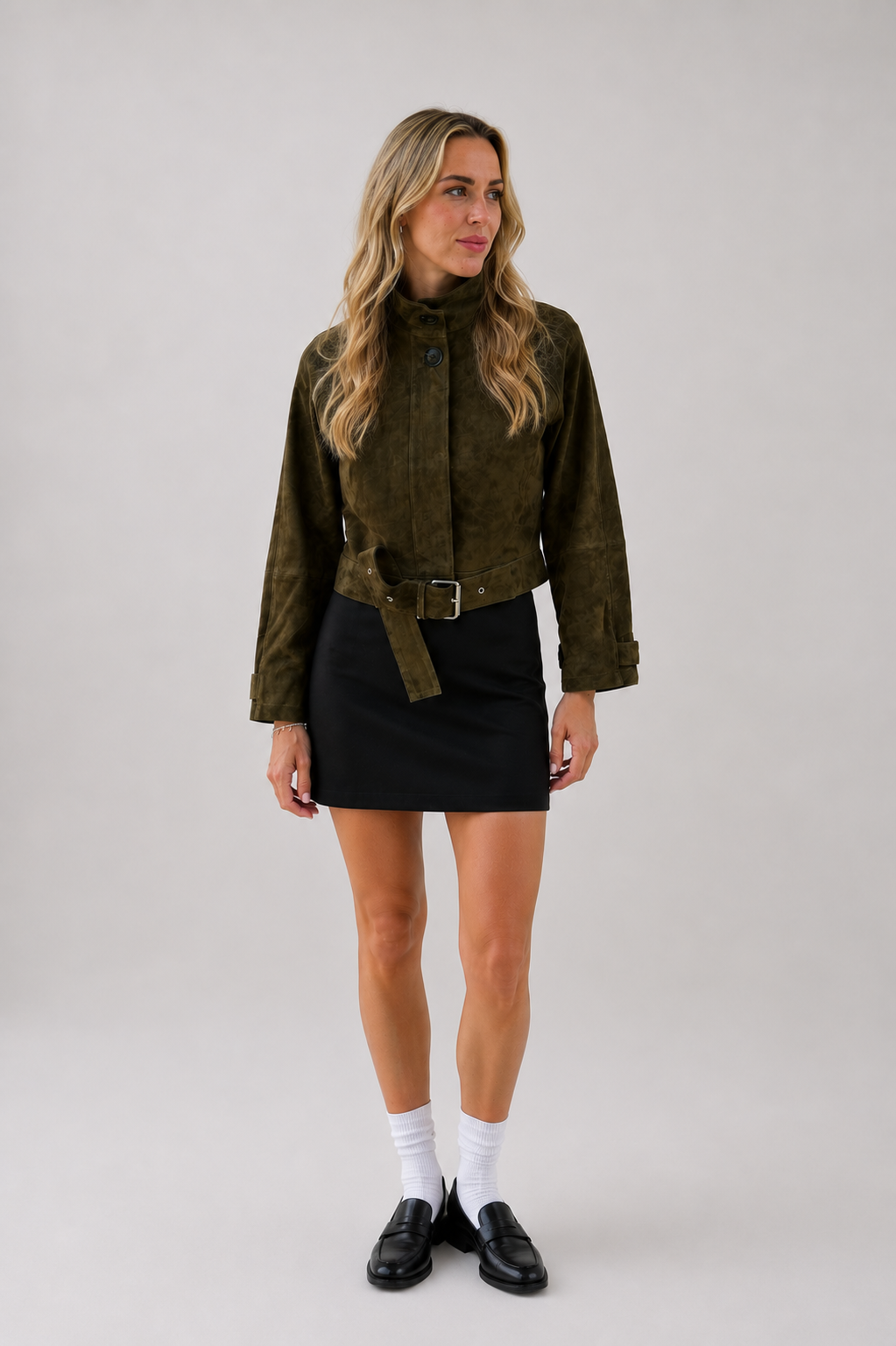 Suede Leather Jacket Rose