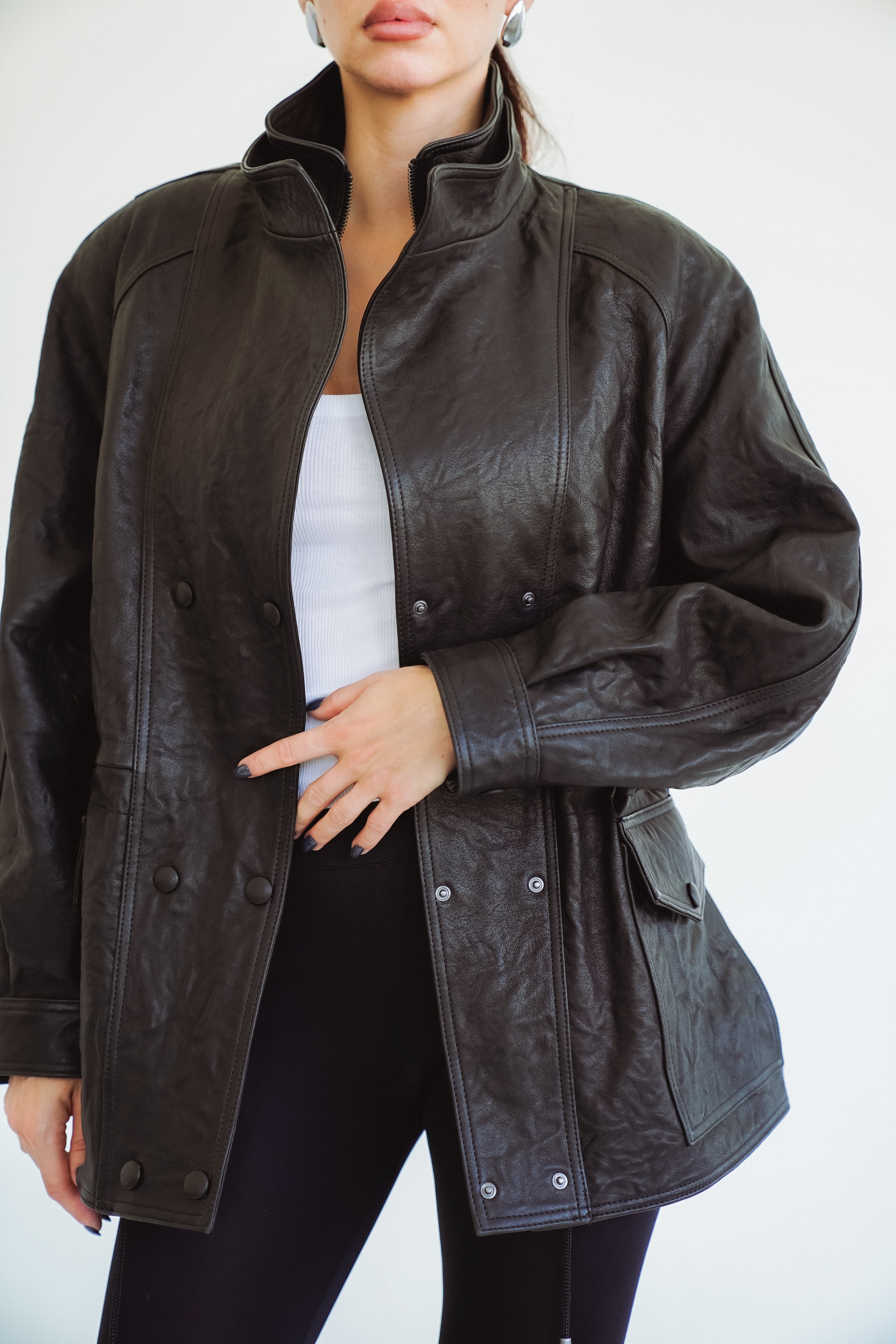 Leather parka jacket finefurs vienna pravá kůže bunda
