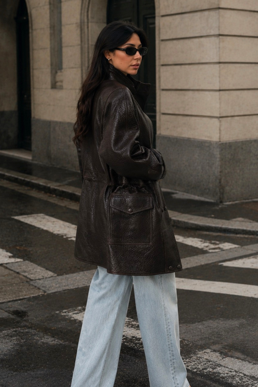 Leather parka jacket finefurs vienna long pravá kůže bunda