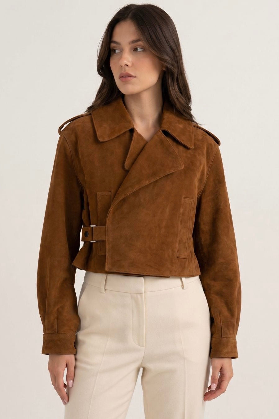 Suede leather jacket finefurs ash bunda pravá kůže broušená