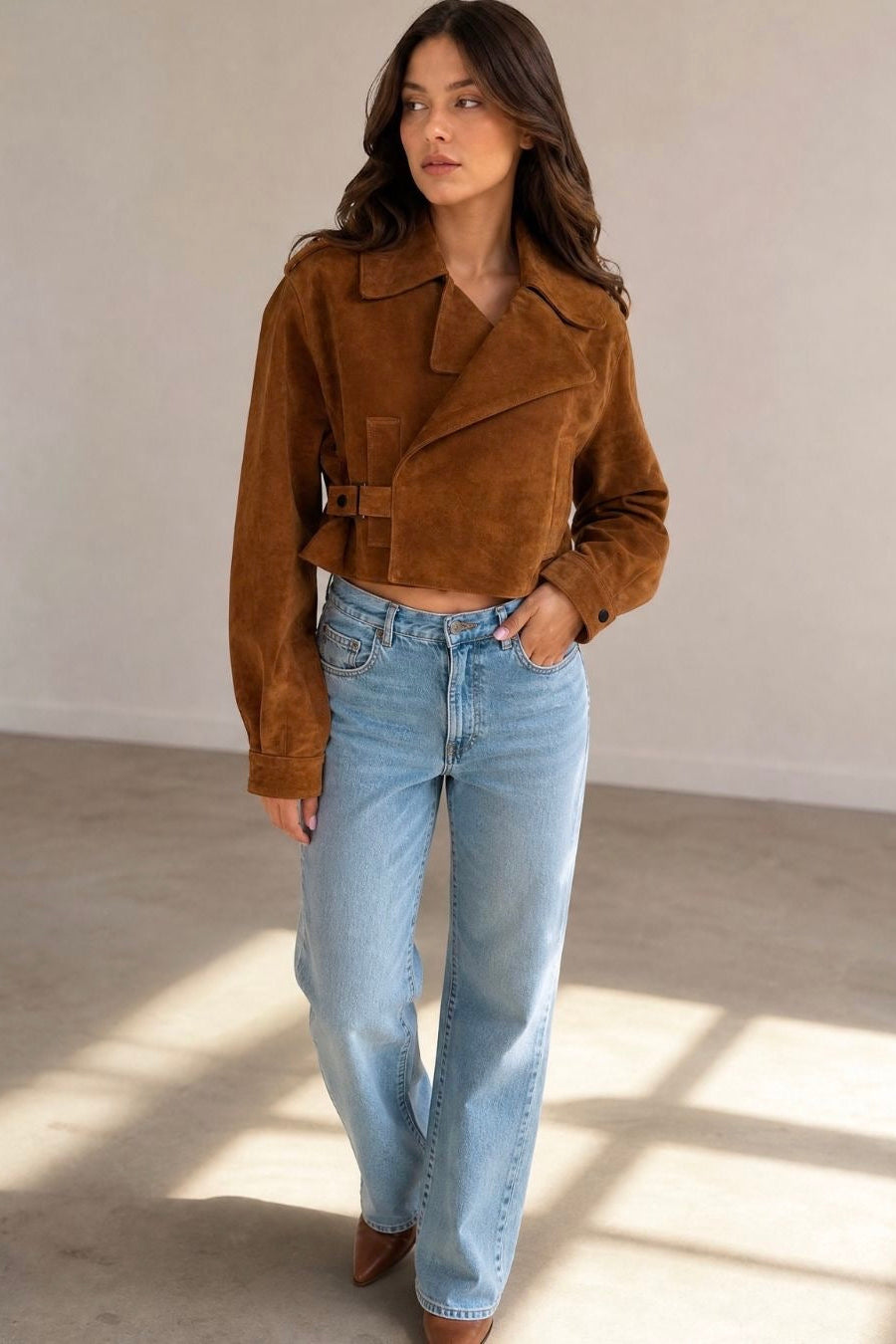 Suede leather jacket finefurs ash bunda pravá kůže broušená