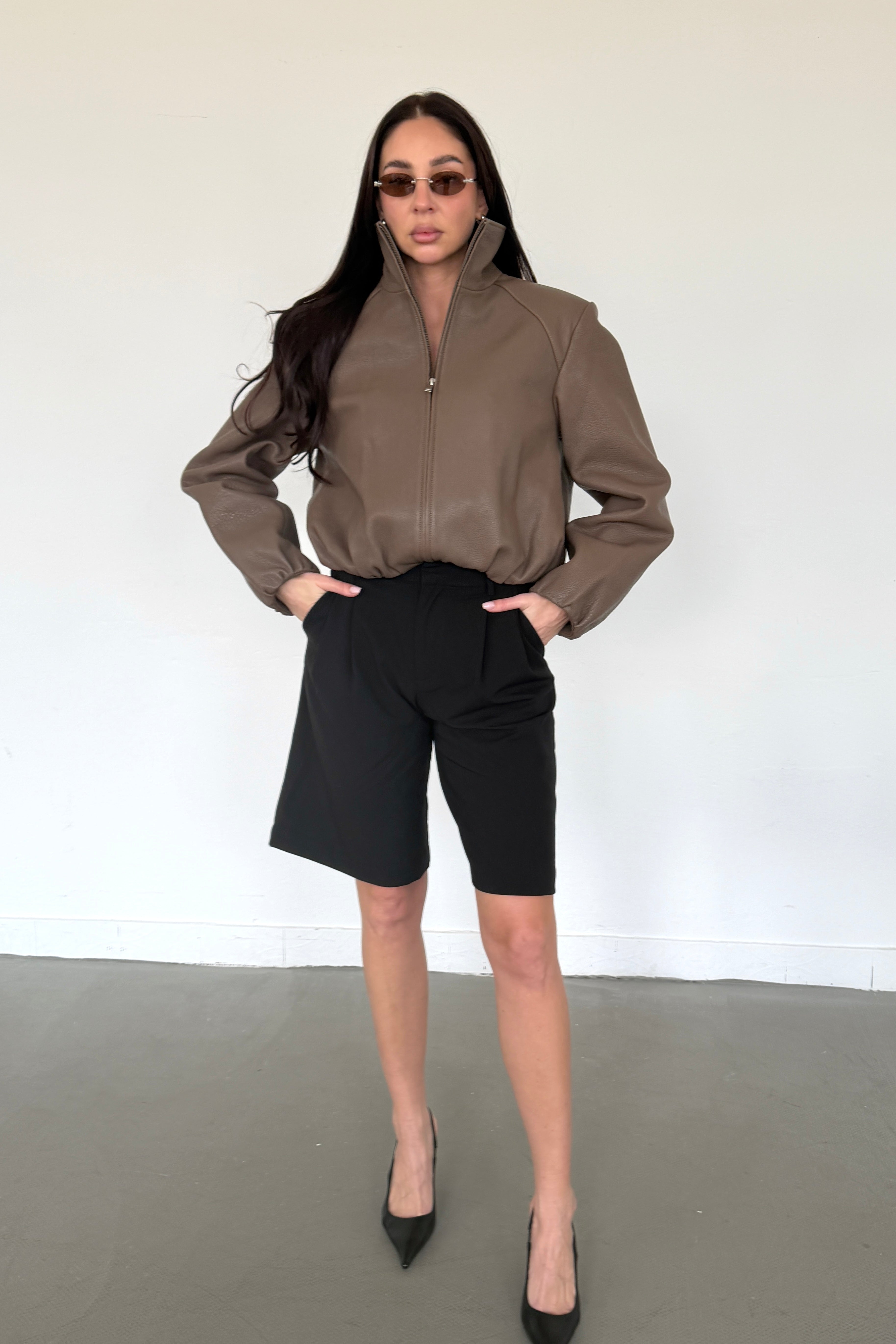 Leather Bomber Bianca