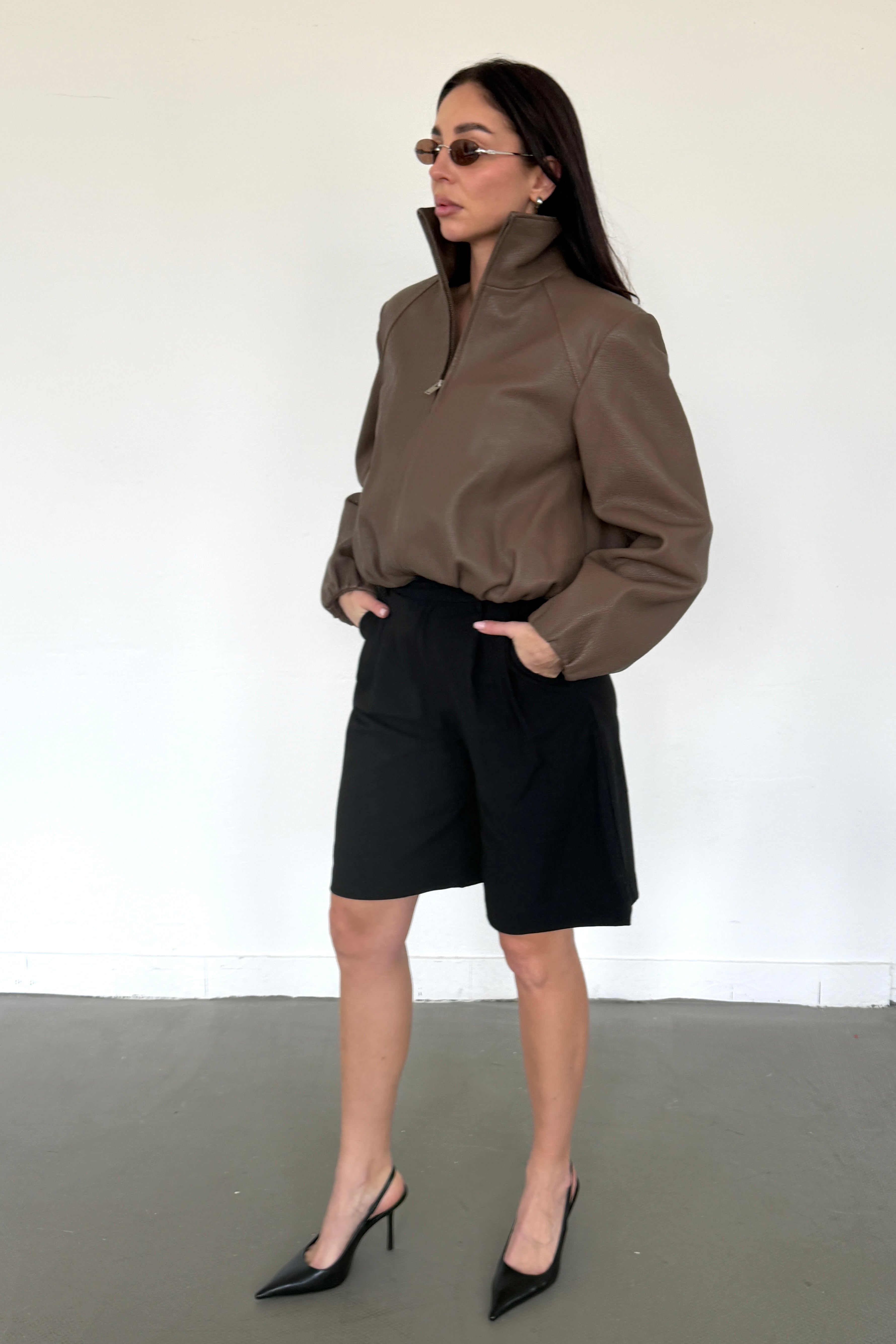 Leather Bomber Bianca