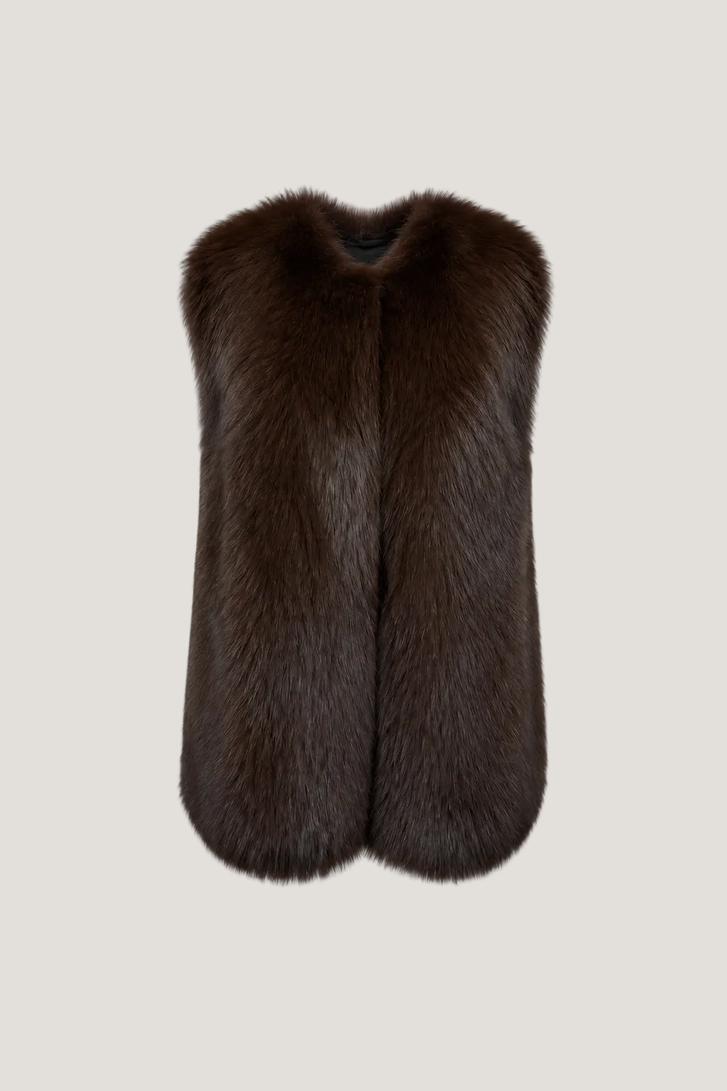 Kozesinova vesta z lisky Saga Furs. Kozesina 100% liska cokoladova hneda barva. 