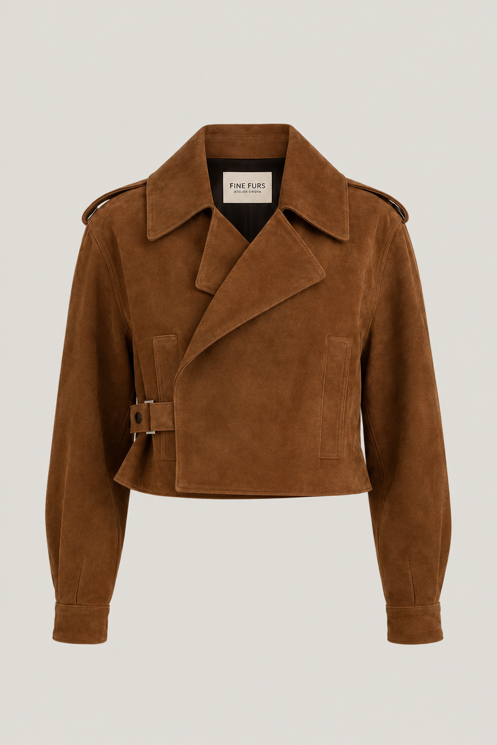 Suede jacket finefurs bunda z broušené kůže v hnědé barvě