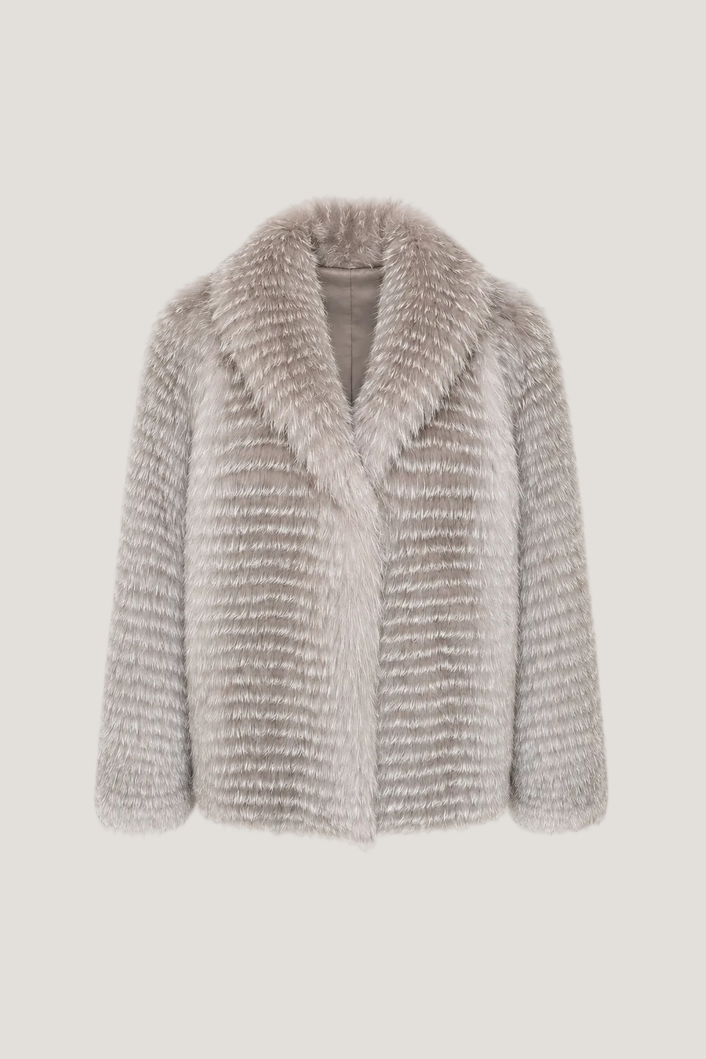 luxury jacket from real fox with collar in silver kožich z pravé stříbrné lišky finefurs saga furs