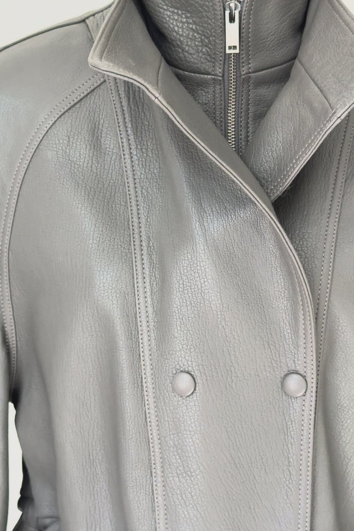leather parka Vienna finefurs grey kožená parka z hovězí kůže detail