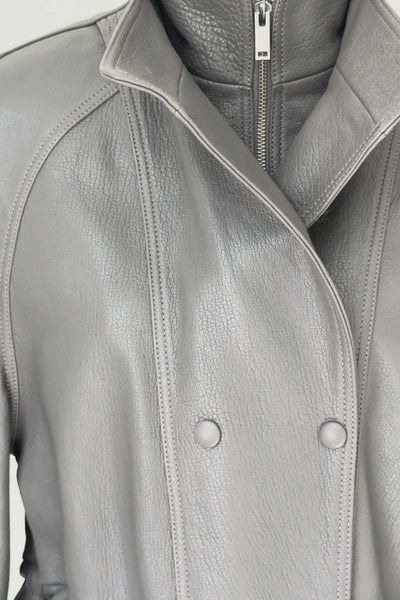 leather parka Vienna finefurs grey kožená parka z hovězí kůže detail